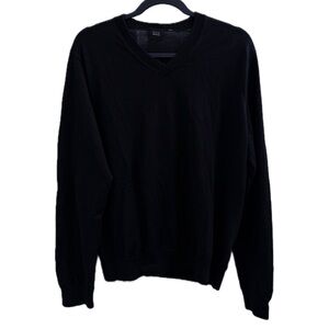 Black Saks Fifth Avenue Cross V Neck Wool Men’s Sweater